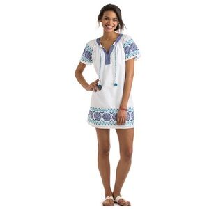 Vineyard Vines Medallion Dress White Cotton Floral Embroidered Size Medium